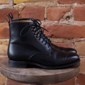 Meermin Black Vitello Plain Toe Boot